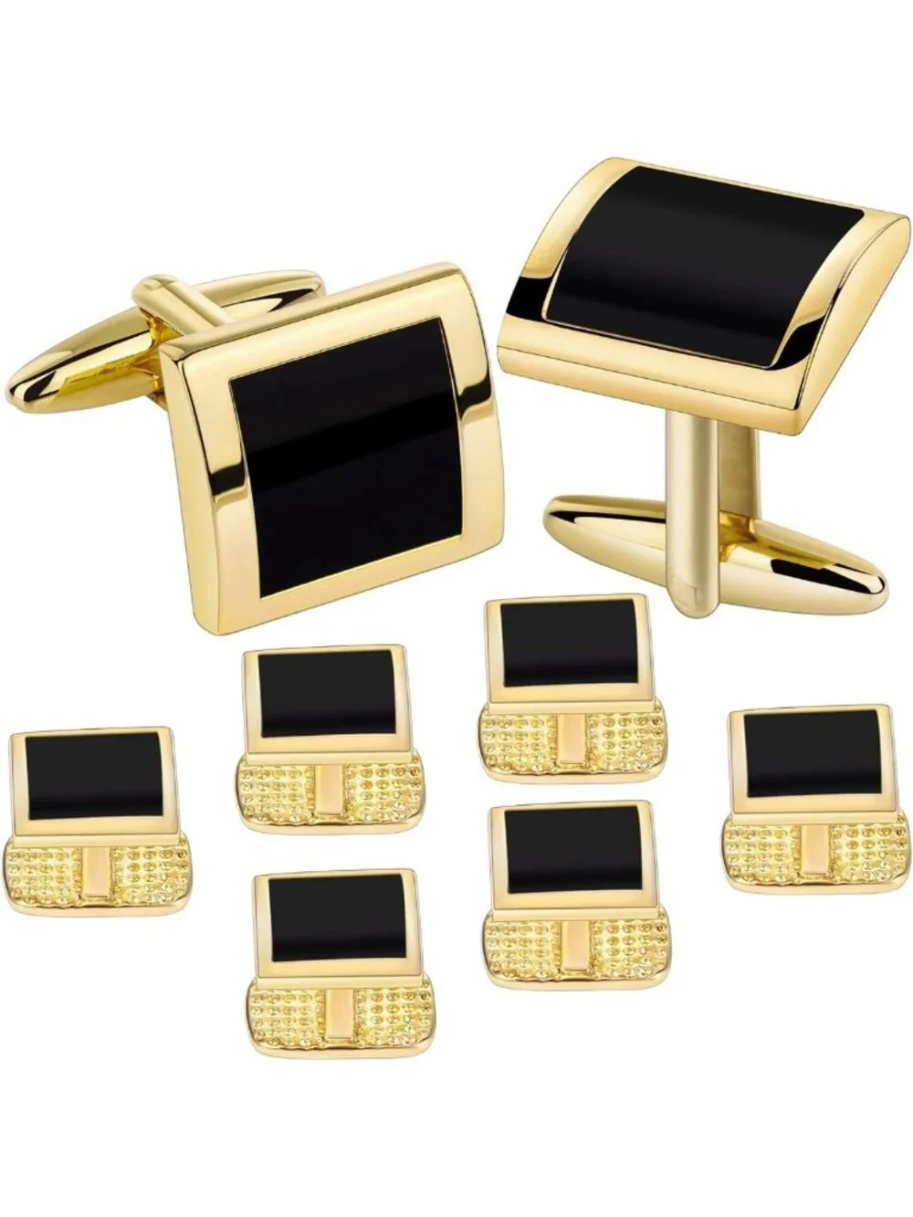 Elegant Cufflinks & Studs Set for Men - Gold/Silver Tone, Gift Boxed Jewelry